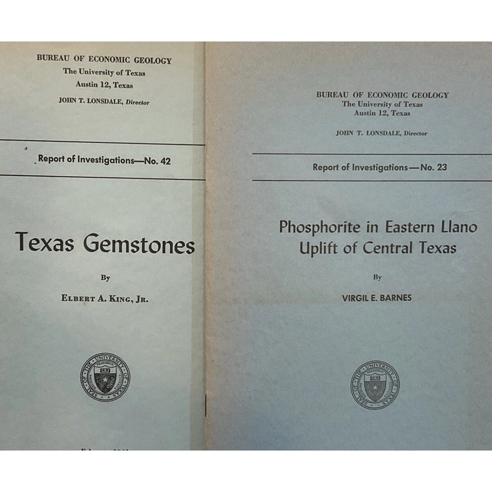 University of Texas Geology Report Gemstones Phosphorite Book 1954 1961‎ Vintage